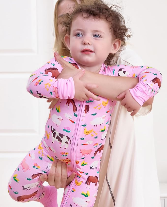 babee Reshinee Viscose Derived from Bamboo Baby Footie Pajamas Convertible - Image 8