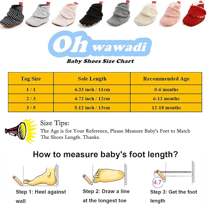 Ohwawadi Infant Baby Slippers Girls Boys Booties Warm Baby Socks Shoes Newborn - Image 4