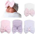 Newborn Baby Girl Hats with Bow No Scratch Cotton Toddler Infant Hat Beanie by AQOKKA