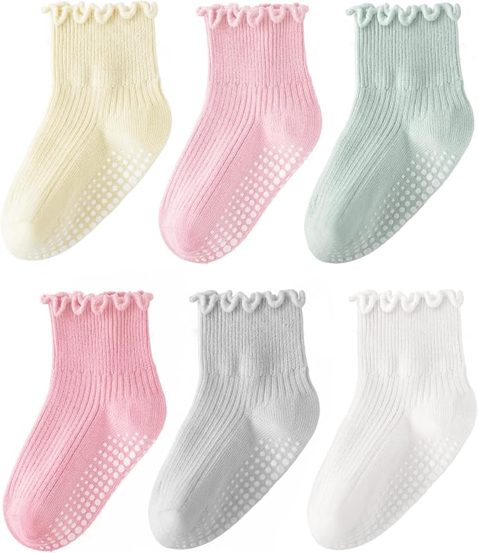 HONGTEYA 6 Pairs Toddler Ruffle Socks by HONGTEYA
