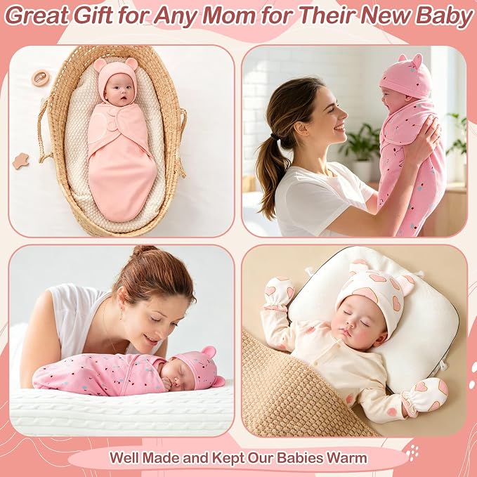 3 Pack Preemie Swaddle with Hat and Mittens Set, Adjustable Cotton Swaddle - Image 7