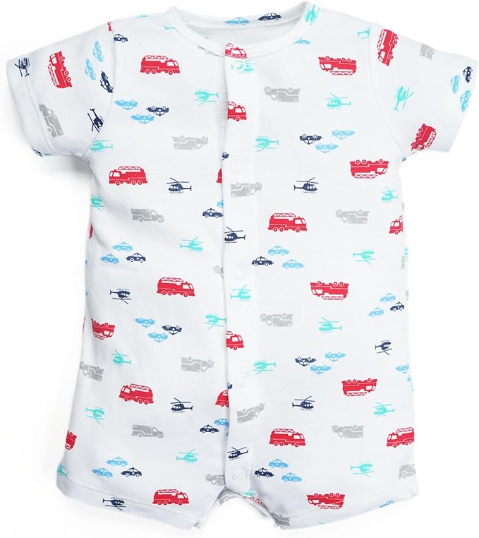 3-Pack 100% Cotton Baby Boy Rompers, 0-24Months Short Sleeve Toddler Romper - Image 5