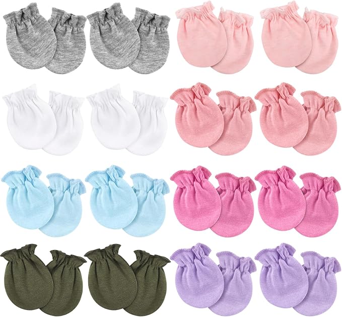 AQOKKA Newborn Baby Mittens No Scratch Cotton Elastic Wrist Gloves Infant by AQOKKA