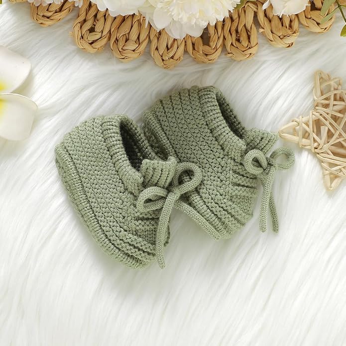 Neiwech Baby Booties Newborn Cozy Soft Warm Knitted Crib Shoes - Image 5