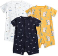 3-Pack 100% Cotton Baby Boy Rompers,0-24Months Short Sleeve Toddler Romper,Breathable Spring/Summer Clothes