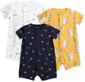 3-Pack 100% Cotton Baby Boy Rompers, 0-24Months Short Sleeve Toddler Romper by Thisisminicocos