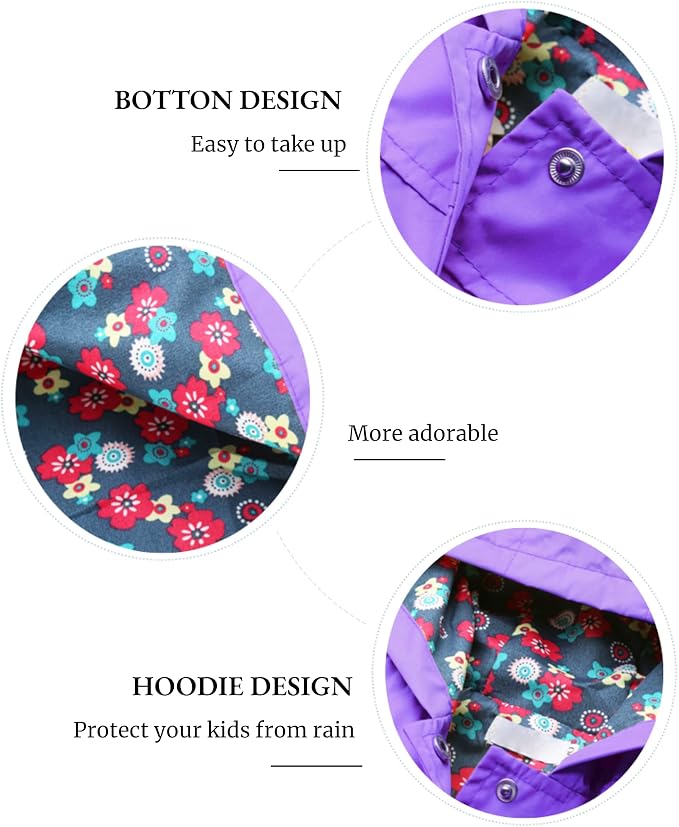 Arshiner Toddler Girls Waterproof Hooded Coat Jacket Outwear Raincoat - Image 7