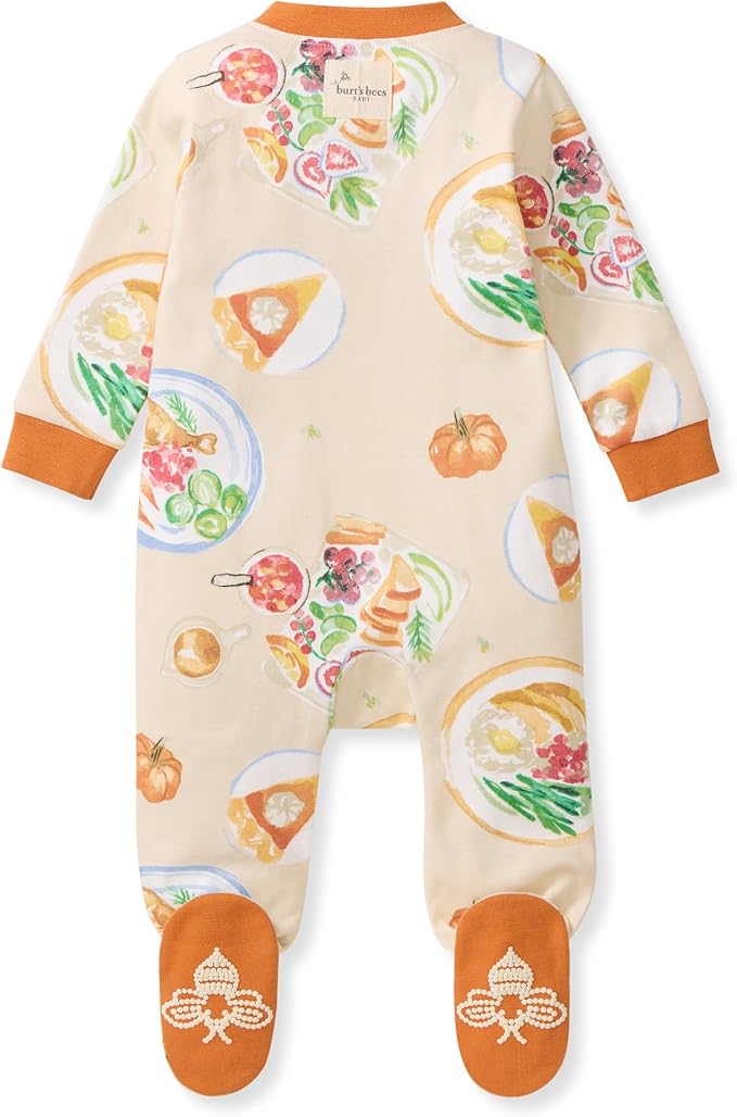 Burt's Bees Baby Boys' Organic Cotton, Sleep and Play Footed Pajamas | Easy zip - Image 2