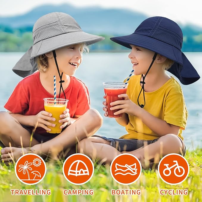 Toddler Baby Sun Hat Kids Summer Beach Essentials Adjustable Beach Hats - Image 3