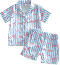 Kuriozud Toddler Baby Girl Pajamas Set Summer Floral Short Sleeve Button Down by Kuriozud