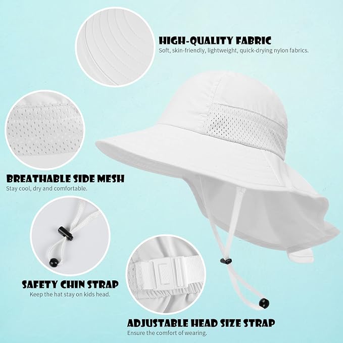 Toddler Baby Sun Hat Kids Summer Beach Essentials Adjustable Beach Hats - Image 2