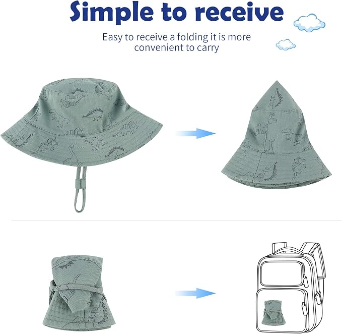 Durio UPF 50+ Baby Sun Hat Wide Brim Toddler Bucket Hats - Image 5