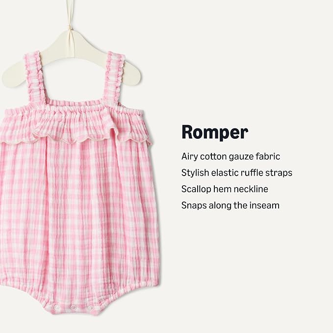 Amazon Essentials x Sofia Grainge Baby Girls' Cotton Gauze Sleeveless Romper - Image 2