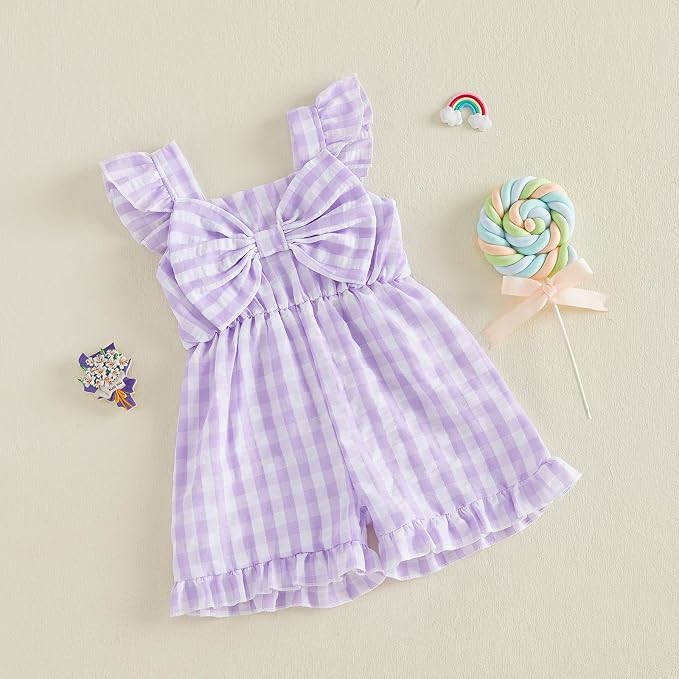 Little Girl Romper Toddler Overalls Summer Bow Jumpsuit Boho Outfit 6M-5T - Image 4