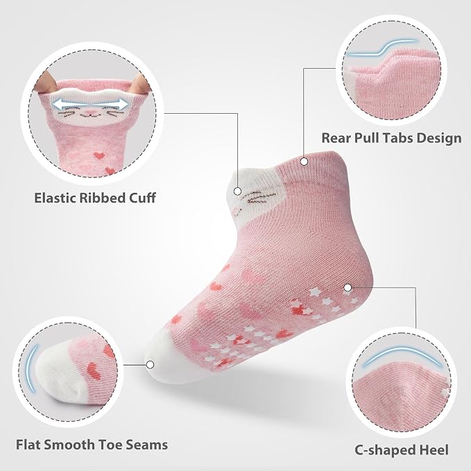 BACSAC Baby Boys Girls Socks Non Slip Breathable Comfort Toddler Infant Ankle - Image 4