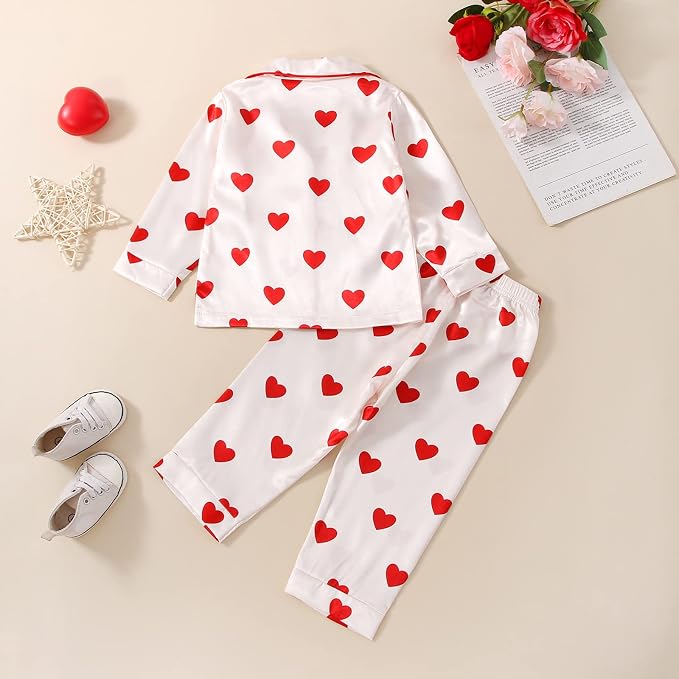 Kids Baby Girl Boy Satin Pajamas Set Button Down Sleep Shirt Top+Long Pants - Image 4