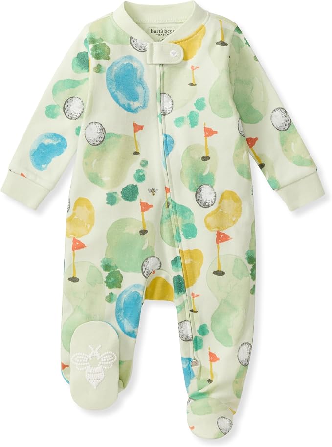 Burt's Bees Baby Boys' Organic Cotton, Sleep and Play Footed Pajamas | Easy zip by BurtsBeesBaby