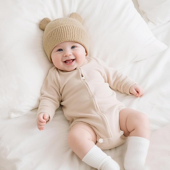 Hadetoto Cotton Baby Beanie Winter Knitted Hat - Image 2