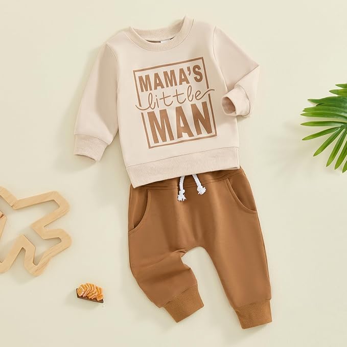 Toddler Baby Boy Fall Winter Outfit Long Sleeve Letter Print Sweatshirts and Jogger Pants Infant Boy Clothes