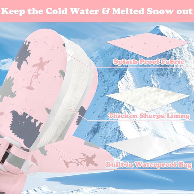 Sarfel Toddler Mittens Waterproof Toddler Gloves Baby Winter Mittens Toddler - Image 3