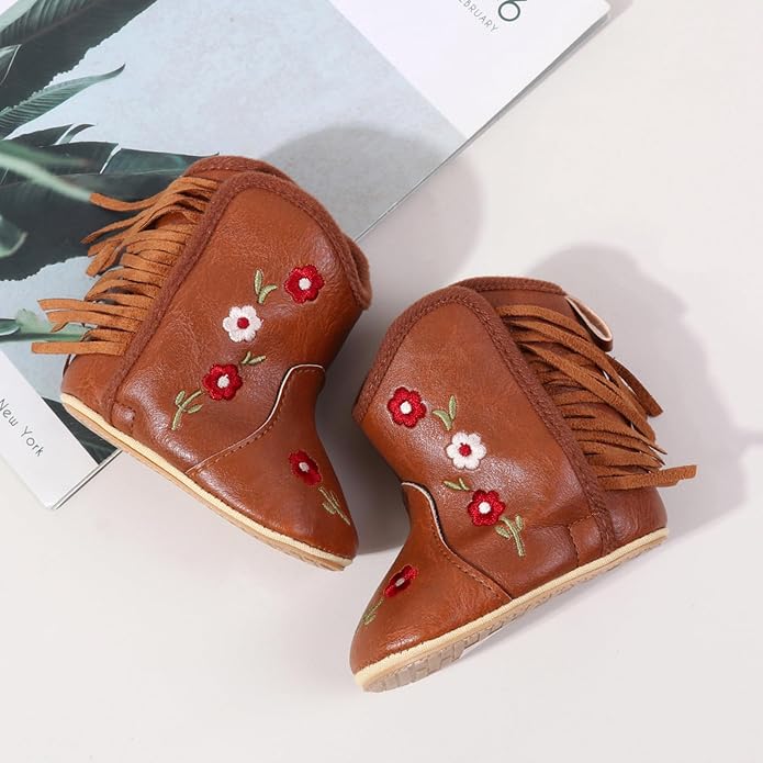 HsdsBebe Baby Boys Girls Western Cowboy Boots Infant Moccasins High Top Booties - Image 4