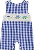 Newborn Baby Boys Sleeveless Seersucker Romper One Piece Straps Overalls by Arvbitana