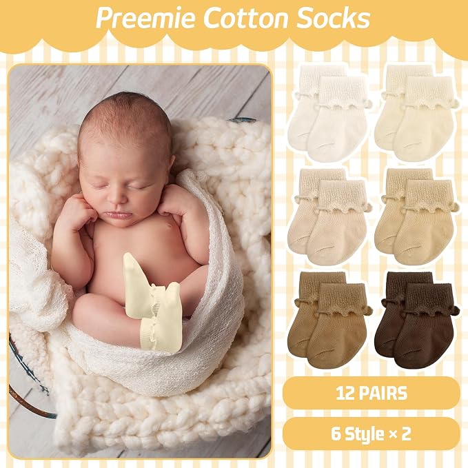 Toulite 12 Pair Preemie Newborn Baby Socks - Image 3