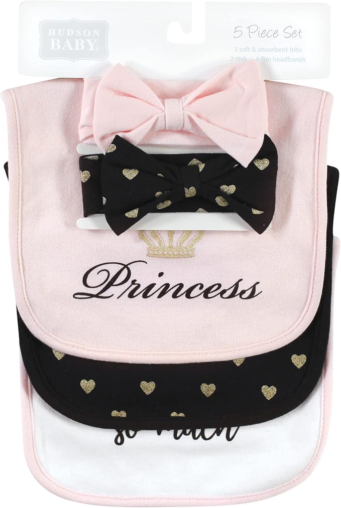 Hudson Baby Unisex Baby Cotton Bib and Headband Set - Image 2