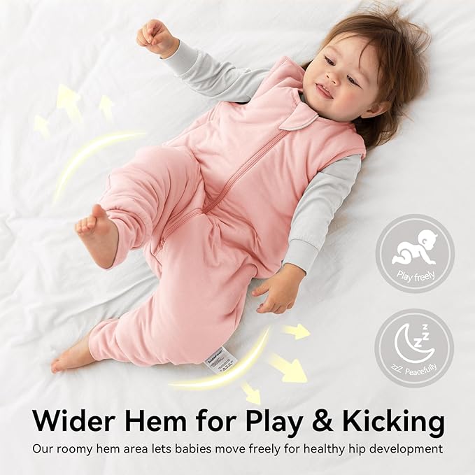 Rayon Made From Bamboo Sleep Sack 3t-4t 0.5 Tog Ultra Soft Summer Toddler Sleep Sack 36-48 Months with Feet 2-Way Zipper Lightweight Baby Sleeping Bag with Legs Thin Baby Wearable Blanket-Pink