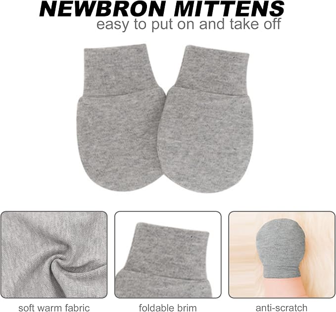 UTTPLL Newborn Hats Mittens Set Toddler Girls Boys Cotton Nursery Hospital - Image 6