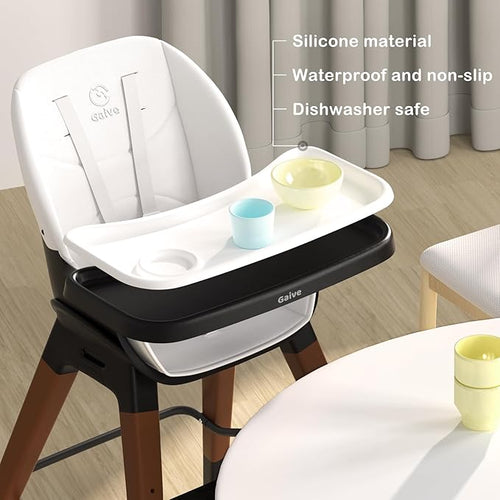 8 in 1 Convertible Wooden High Chair, Adjustable Baby High Chair for Babies and Toddlers with Tray, Easy to Clean, Grow with Family|Booster|Learning Table|High Stool