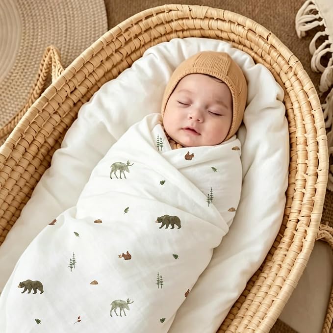 POMISO Muslin Swaddle Blankets for Boys & Girls, Newborn Receiving Blankets - Image 5