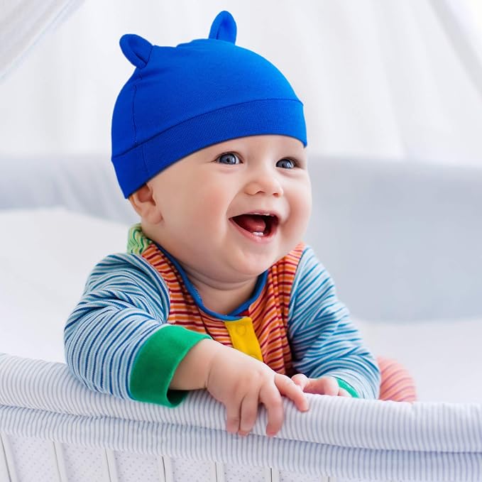 Geyoga 9 Pieces Newborn Baby Hat Bear Ears Infant Caps Baby Boy Girl Toddler - Image 5