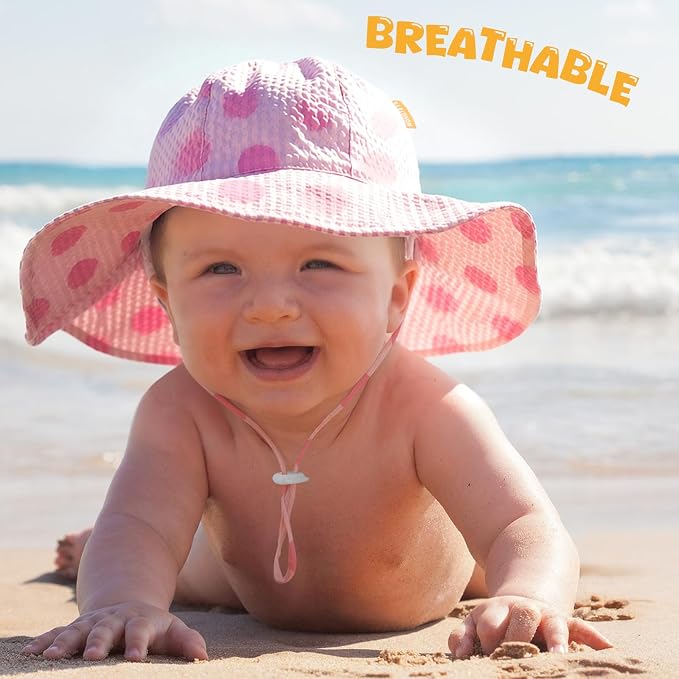 HONGTEYA Baby Sun Hat Wide Brim Adjustable Toddler Beach Bucket Hat | Soft - Image 2