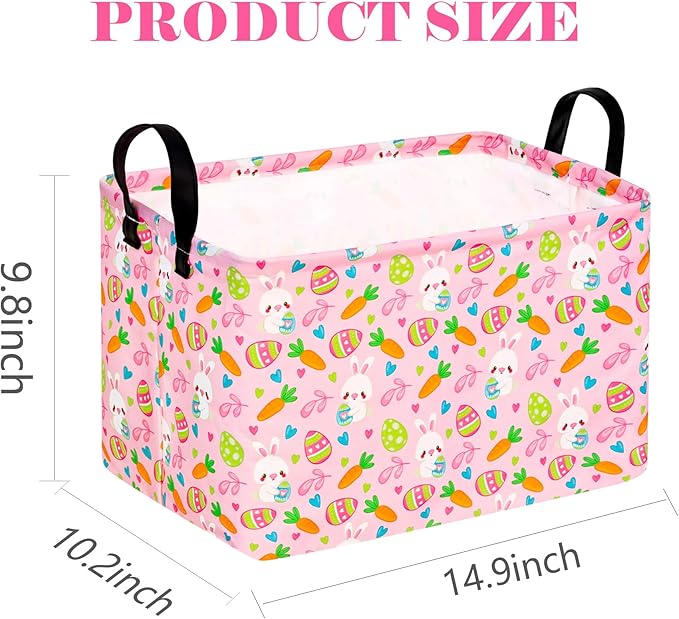 Easter Gift Eggs Storage Basket Kids Toys Storage Basket Organizer Box Clothes Laundry Hamper Bunny Nursery Basket with Handles
