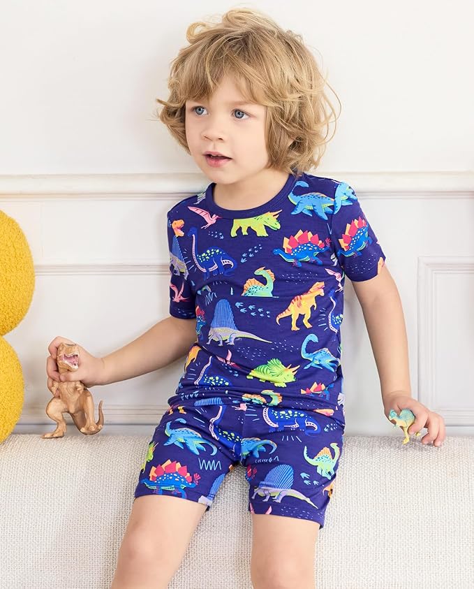 babee Reshinee Bamboo Viscose Toddler Boys Pajamas Set, Short Sleeve Kids - Image 2