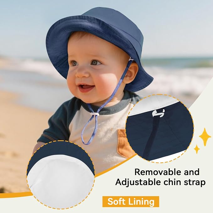Durio UPF 50+ Baby Sun Hat Wide Brim Toddler Bucket Hats - Image 4