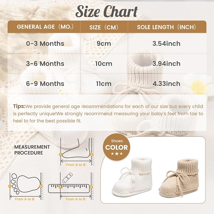 Meckior Baby Booties Newborn First Walkers Cozy Shoes Warm Hand Crochet Knit - Image 6