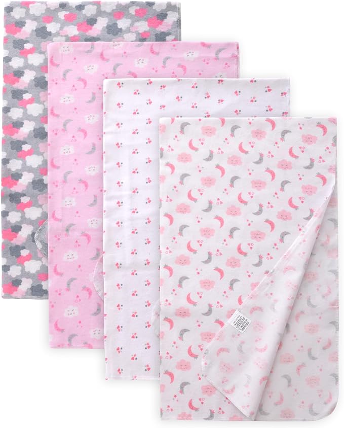 Cotton Flannel Receiving Blankets 4 Pcs, Baby Swaddle Blankets, Infant Flannel by Unknown
