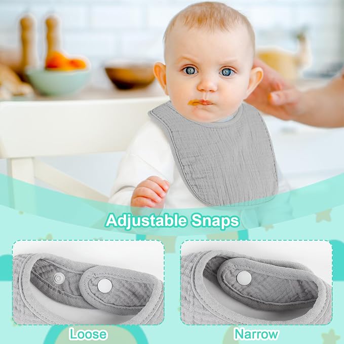 Accmor 6 Pack Muslin Baby Bibs for Boys Girls, Soft Cotton Baby Drool Bibs - Image 4