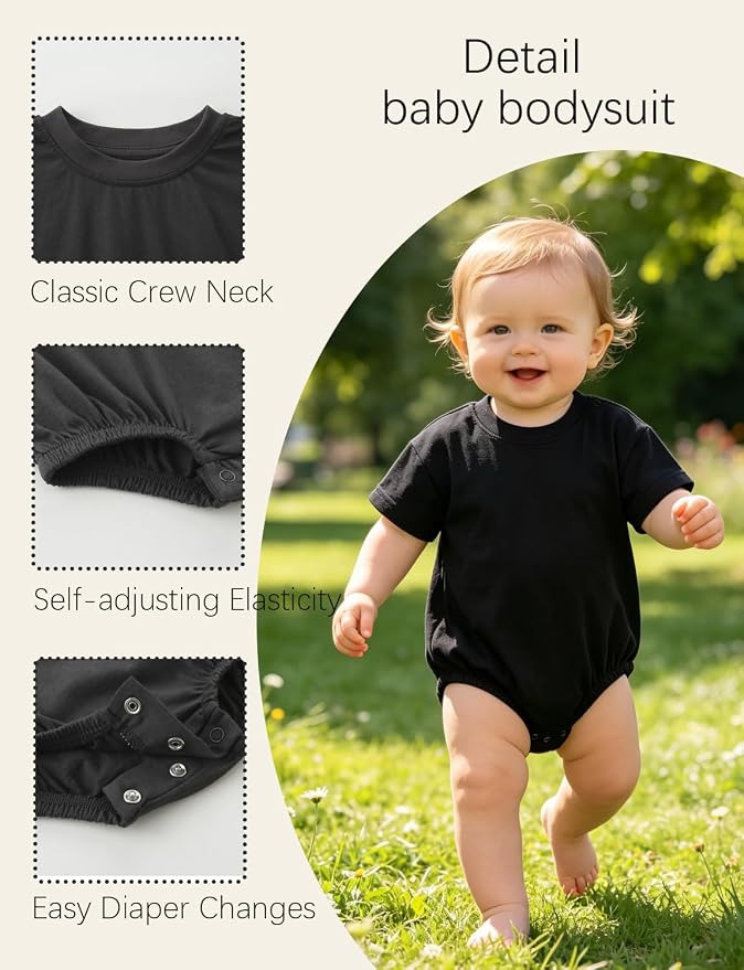 Baby Bubble Onesie Romper 100% Organic Cotton Clothes Short Sleeve Summer Solid - Image 4