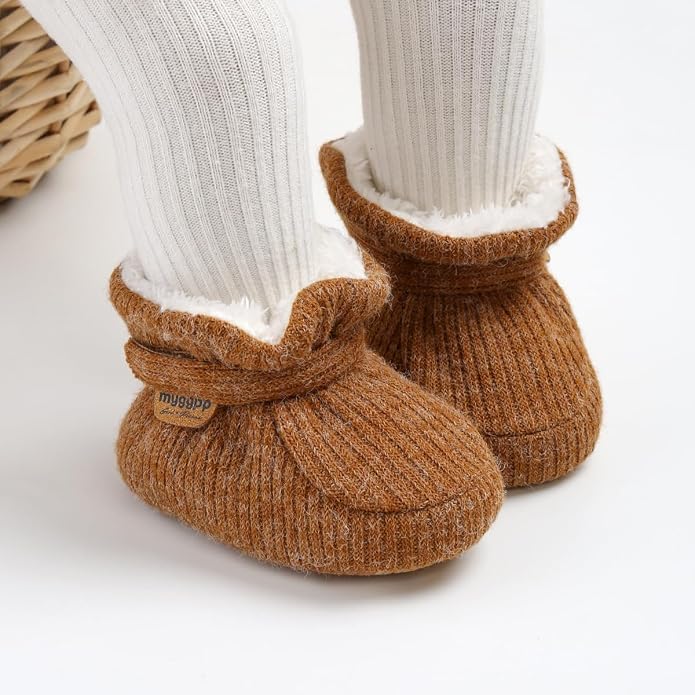 Infant Baby Boys Girls Cozy Fleece Booties Stay on Slippers Non Slip Soft - Image 2