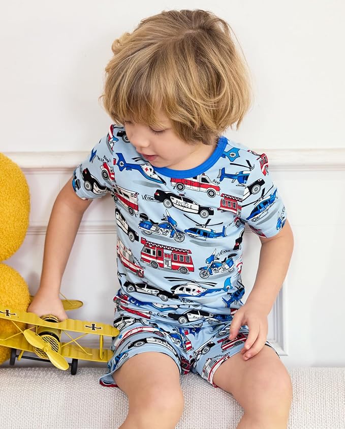 babee Reshinee Bamboo Viscose Toddler Boys Pajamas Set, Short Sleeve Kids - Image 5