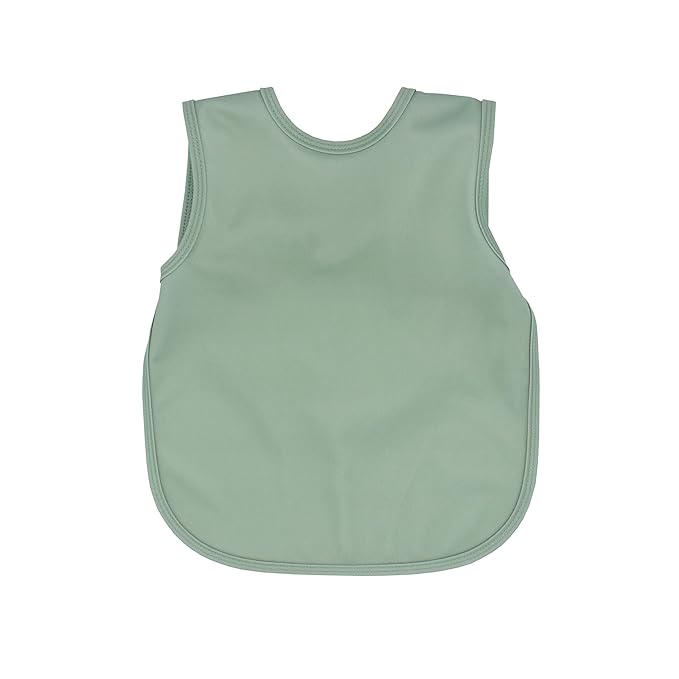 BapronBaby Minimalist Sage Bapron - No Neck Tie Safer Bib for Baby & Toddler - Soft Waterproof Stain Resistant - Machine Washable - Sz Baby/Toddler 6m-3T