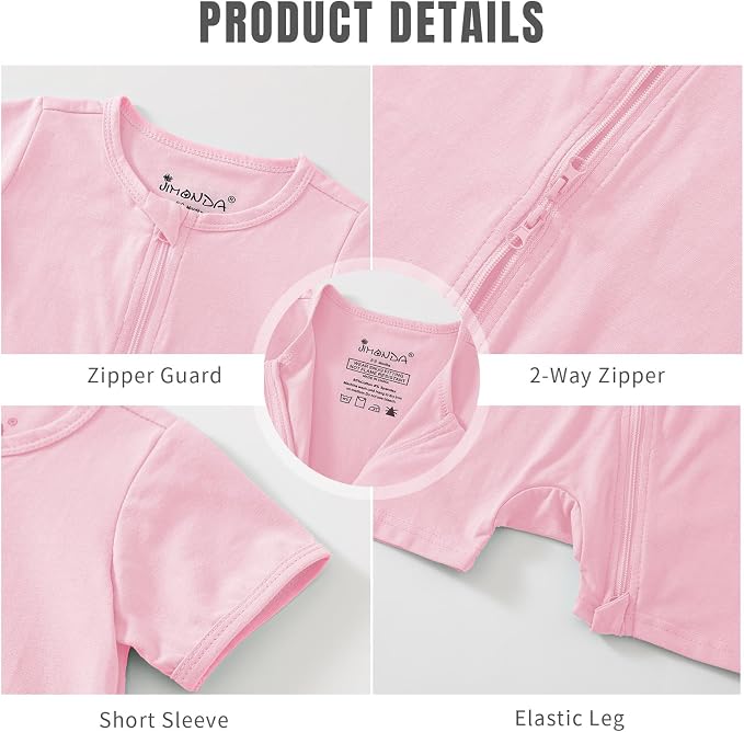 Jimonda Baby Rompers Cotton Boys Girls Short Sleeve Sleepers Pajamas Pjs | Two - Image 5