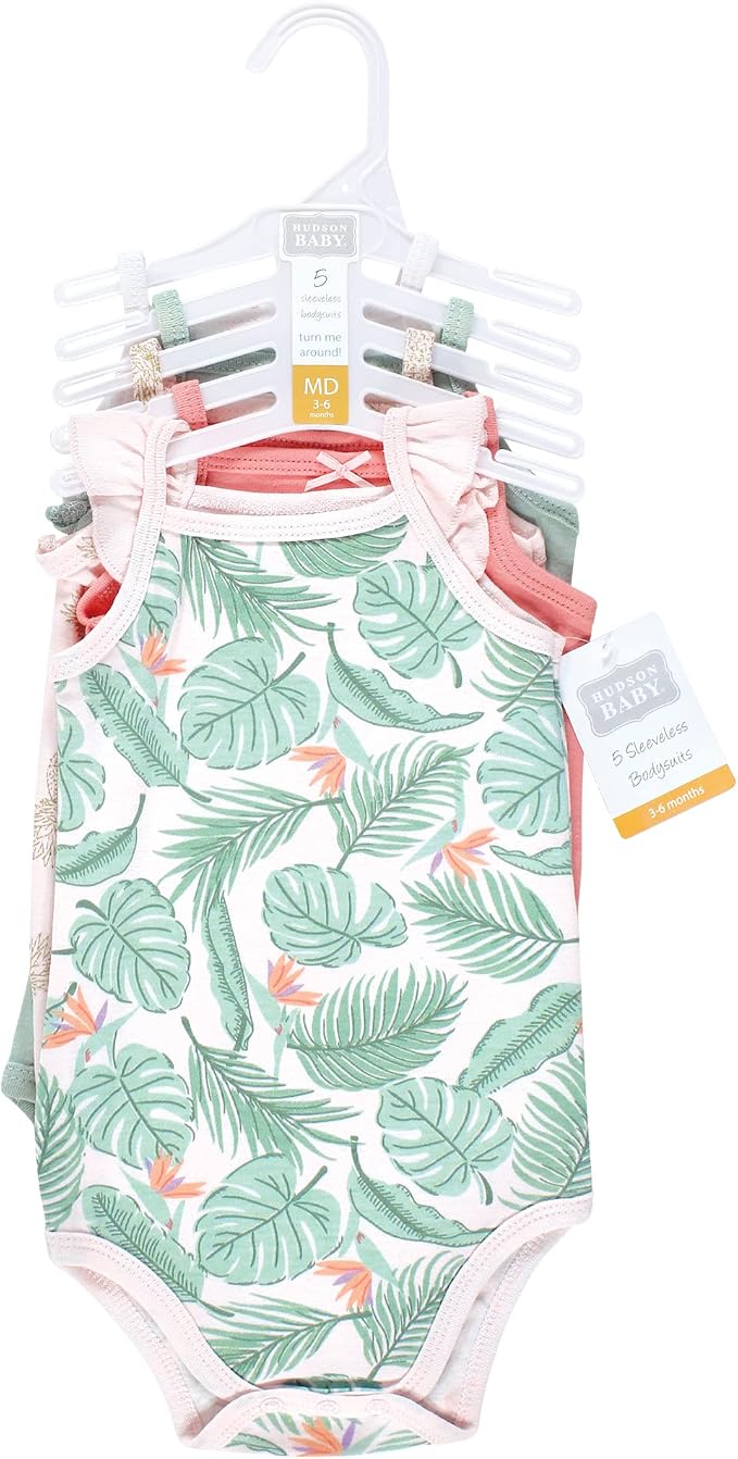 Hudson Baby Unisex Baby Cotton Sleeveless Bodysuits - Image 2