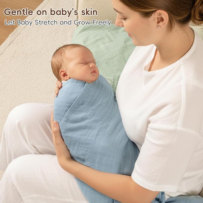 david's kids 4 Pack Baby Muslin Swaddle Blankets 47" x 47", 100% Cotton Swaddle - Image 5
