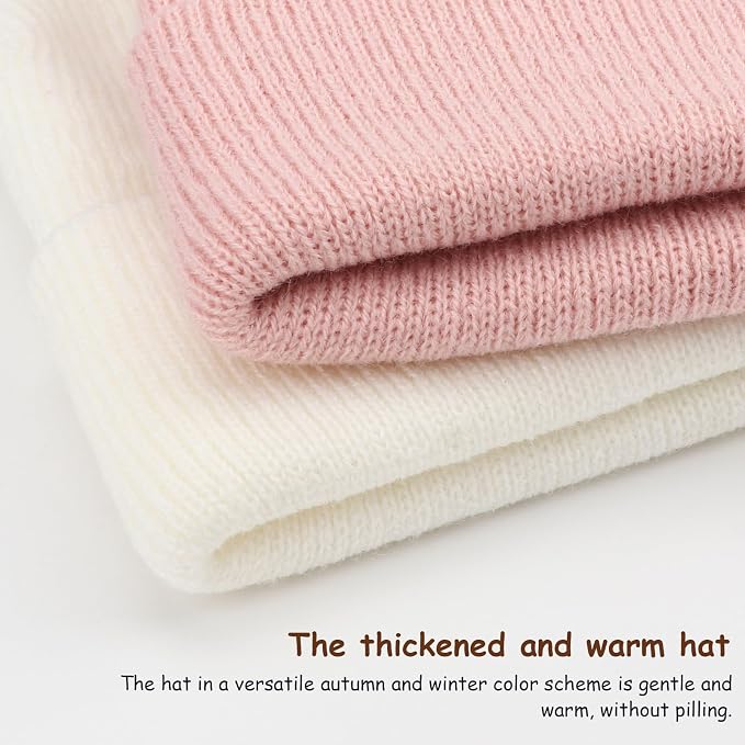 DRESHOW BQUBO 3 Pack Baby Beanies Toddler Kids Winter Hats Soft Knit Hat - Image 5
