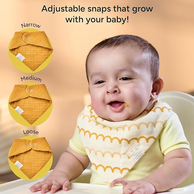 Bandana Bibs - 100% Organic Premium Muslin Cotton, 7-Layers for Drooling, Teething, Feeding