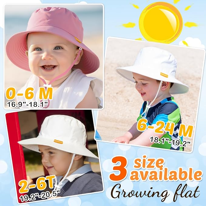 Baby Sun Hat Kids Summer Sun Protection Toddler Bucket Hat Wide Brim Adjustable - Image 7